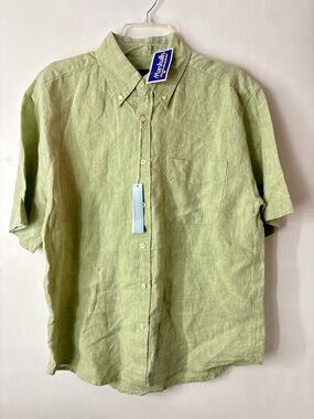 Marshall Light Green Short-Sleeve Linen Button-Down Shirt